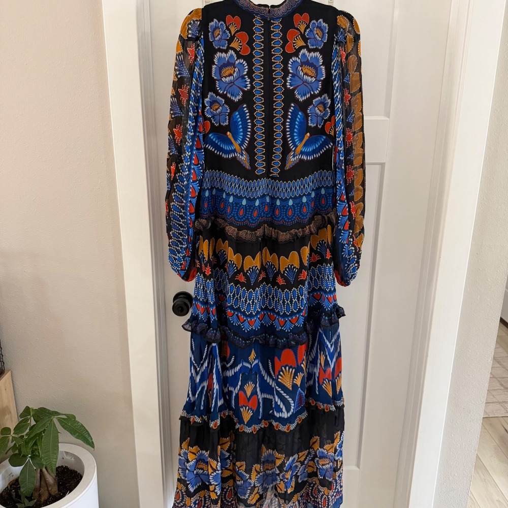 FARM Rio Black Blue Gold Floral Maxi Dress - Picture 5 of 5